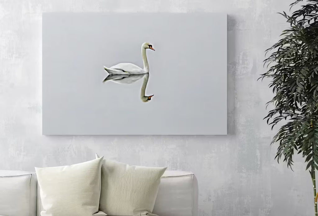 Swan in Clear Waters Landscape Printable Wall Art. Home or Office Decor, Animal Painting Nature Print Digital Art Download, Swan Painting – Printable Wall Art