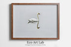Framed view of Swan in Clear Waters Landscape Printable Wall Art. Home or Office Decor, Animal Painting Nature Print Digital Art Download, Swan Painting – printable wall art digital download.