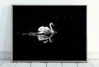 Swan in Dark Waters Printable Wall Art, for Home or Office Decor, Animal Painting Nature Print Digital Art Instant Download, Black and White – Printable Wall Art