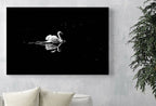 Detail view of artwork from Swan in Dark Waters Printable Wall Art, for Home or Office Decor, Animal Painting Nature Print Digital Art Instant Download, Black and White. (variation 1)