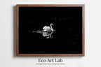 Swan in Dark Waters Printable Wall Art, for Home or Office Decor, Animal Painting Nature Print Digital Art Instant Download, Black and White – Printable Wall Art