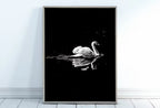 Swan in Dark Waters Vertical Printable Wall Art, Home or Office Decor, Animal Painting Nature Print Digital Art Download, Black and White – Printable Wall Art
