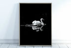 Second included artwork preview from Swan in Dark Waters Vertical Printable Wall Art, Home or Office Decor, Animal Painting Nature Print Digital Art Download, Black and White featuring various scenes.