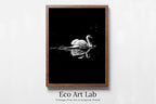 Framed view of Swan in Dark Waters Vertical Printable Wall Art, Home or Office Decor, Animal Painting Nature Print Digital Art Download, Black and White – printable wall art digital download.