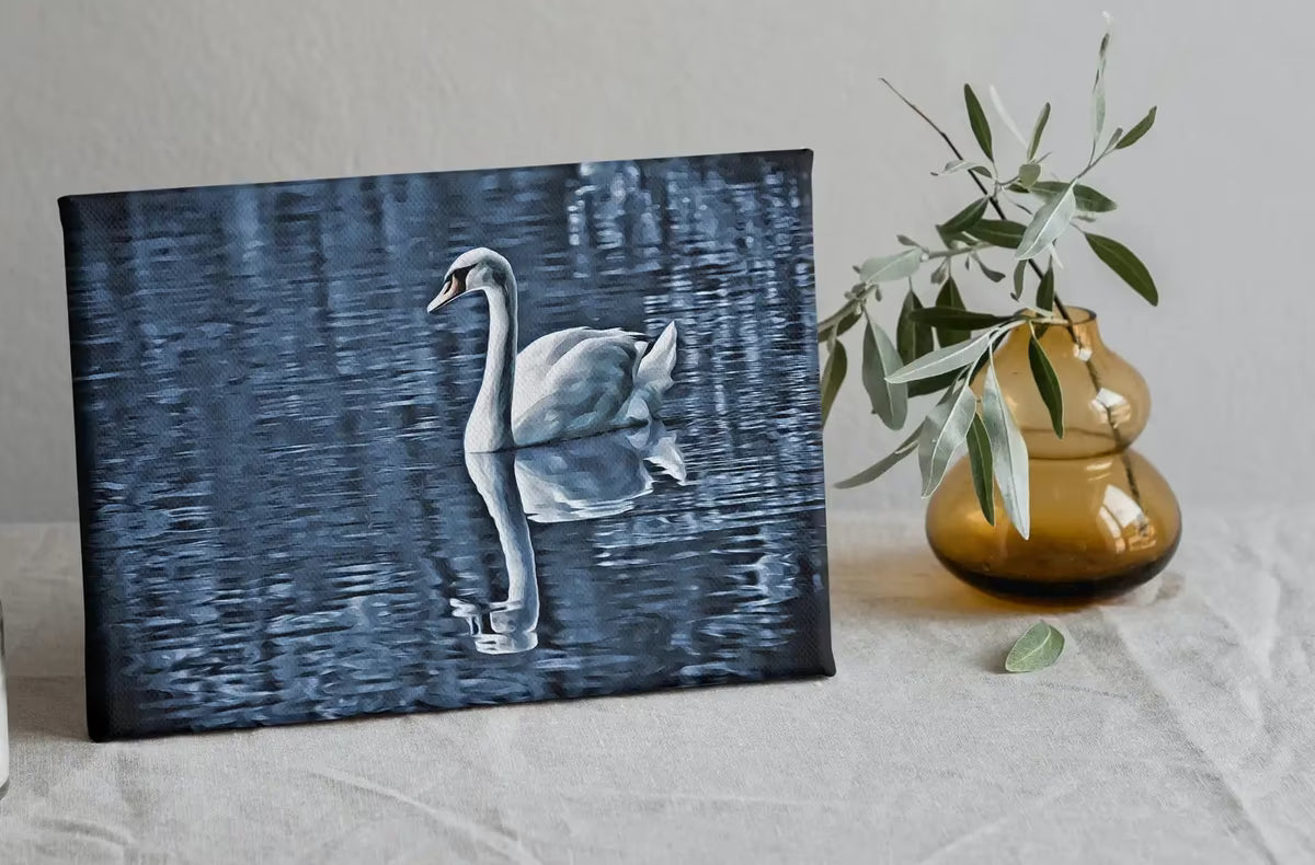 Swan on Water Printable Wall Art, for Home or Office Decor, Animal Painting Nature Print Digital Art Instant Download – Printable Wall Art