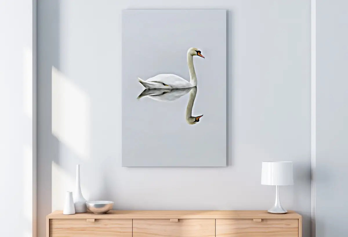 Detail view of artwork from Swan Printable Wall Art, Home or Office Decor, Bird Painting Nature Print Digital Art Download. (variation 2)