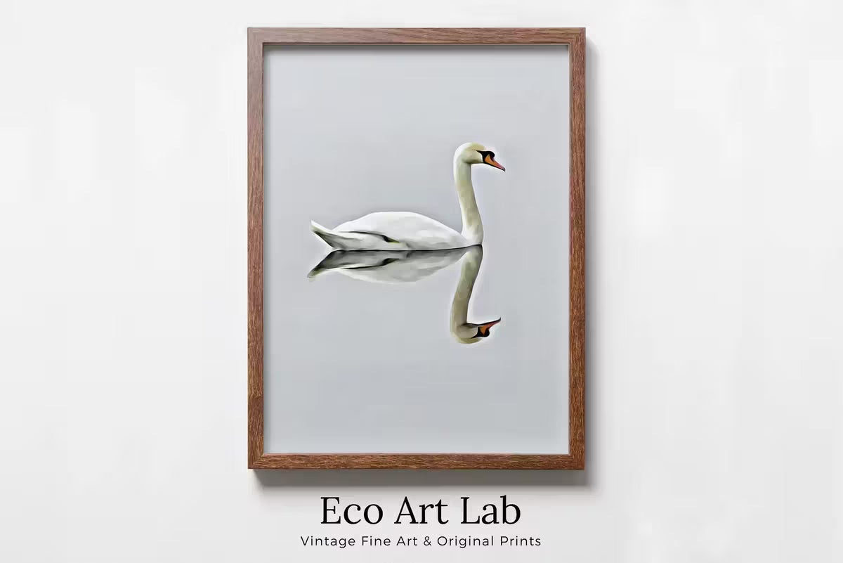Swan Printable Wall Art, Home or Office Decor, Bird Painting Nature Print Digital Art Download – Printable Wall Art