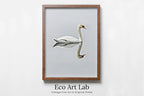Framed view of Swan Printable Wall Art, Home or Office Decor, Bird Painting Nature Print Digital Art Download – printable wall art digital download.