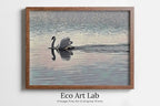 Framed view of Swimming Swan Landscape Printable Wall Art. Home or Office Decor, Animal Painting Nature Print Digital Art Download, Swan Painting – printable wall art digital download.