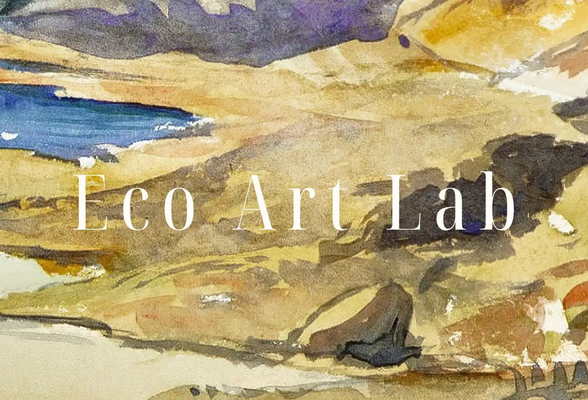 Detail view of artwork from Switzerland Mountain Landscape Painting. Instant Download Vintage Watercolor Decor. Mountain Valley Printable Art. Famous Vintage Art Decor. (variation 2)