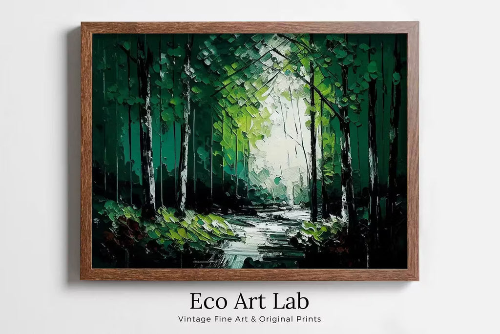 Textured Forest Landscape Printable. Green Forest Trees Painting Print. Printable Wall Art. Digital Art. Nature Decor. Mountain Forest Art – Printable Wall Art
