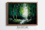 Framed view of Textured Forest Landscape Printable. Green Forest Trees Painting Print. Printable Wall Art. Digital Art. Nature Decor. Mountain Forest Art – printable wall art digital download.