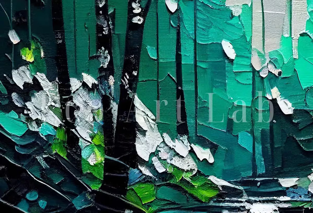 Textured Green Forest Landscape Printable. Forest Trees Painting Print. Printable Wall Art. Digital Art. Nature Decor. Mountain Forest Art – Printable Wall Art