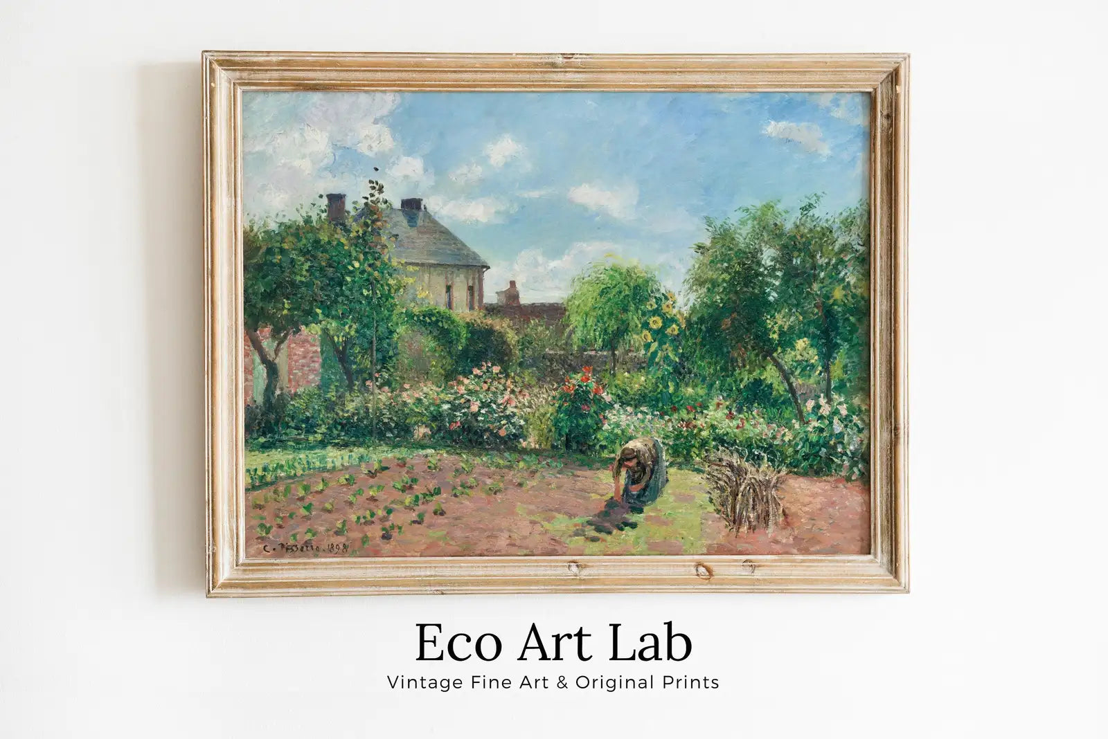 Framed view of The Artist's Garden Famous Impressionist Vintage Painting. Instant Download Vintage Decor. Botanical Print Printable Wall Art. Vintage Decor – printable wall art digital download.