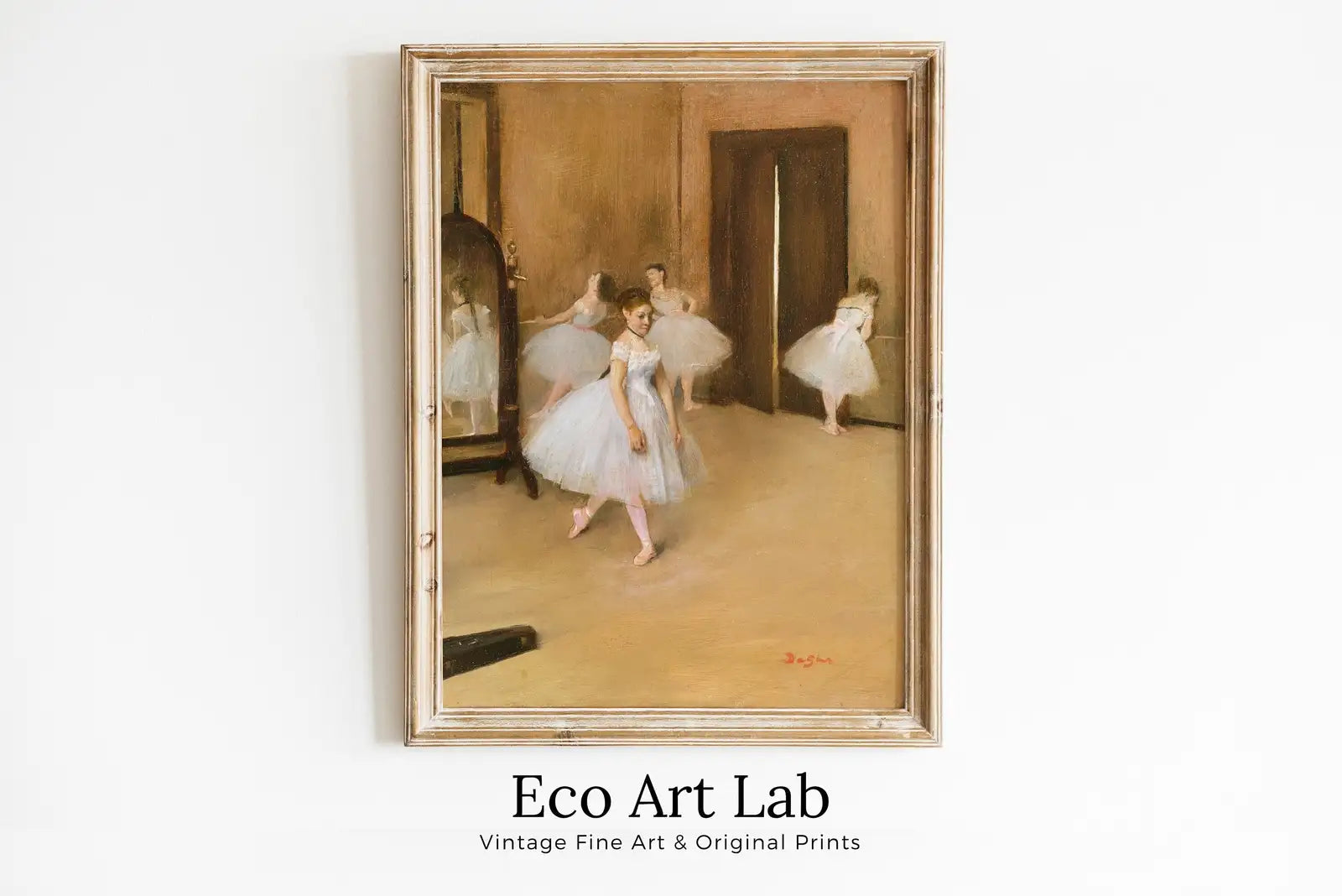 Framed view of The Dancing Class Edgar Degas Painting Famous Printable Art Print. Instant Download Degas Print Vintage Ballerina Wall Art Digital Download – printable wall art digital download.