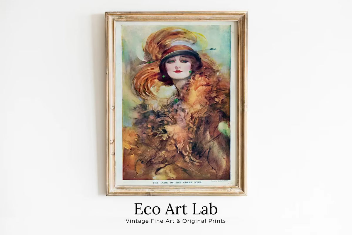 The Lure of the Green Eyes. Printable Wall Art. Vintage Woman Portrait Painting. Instant Download Vintage Decor. Exhibition Poster. – Printable Wall Art