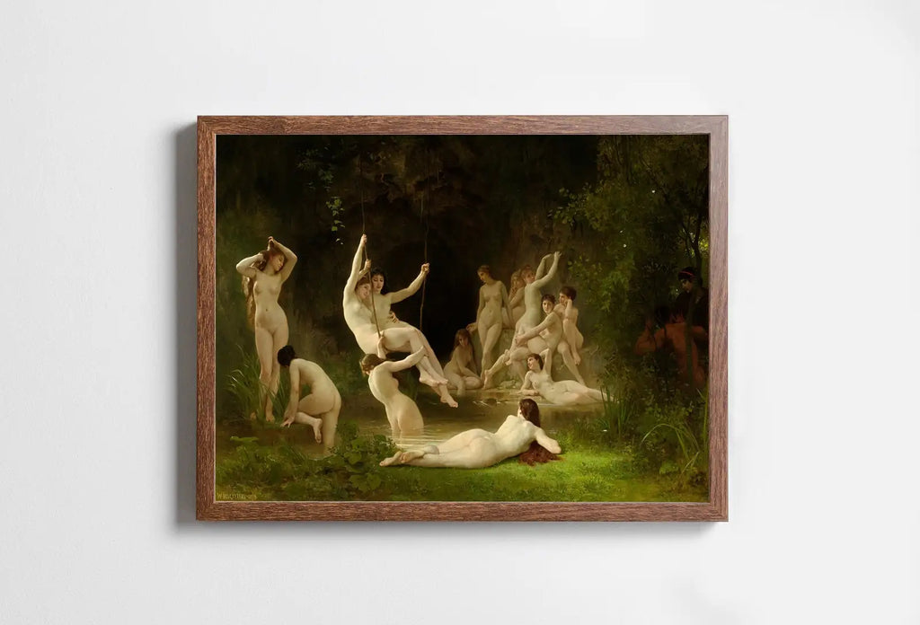 Included artwork preview showing first selection of artworks from The Nymphaeum Vintage Famous Painting. Antique Greek Mythology Art Printable Digital. Ancient Greek Mythology Nude Nymphs Painting..