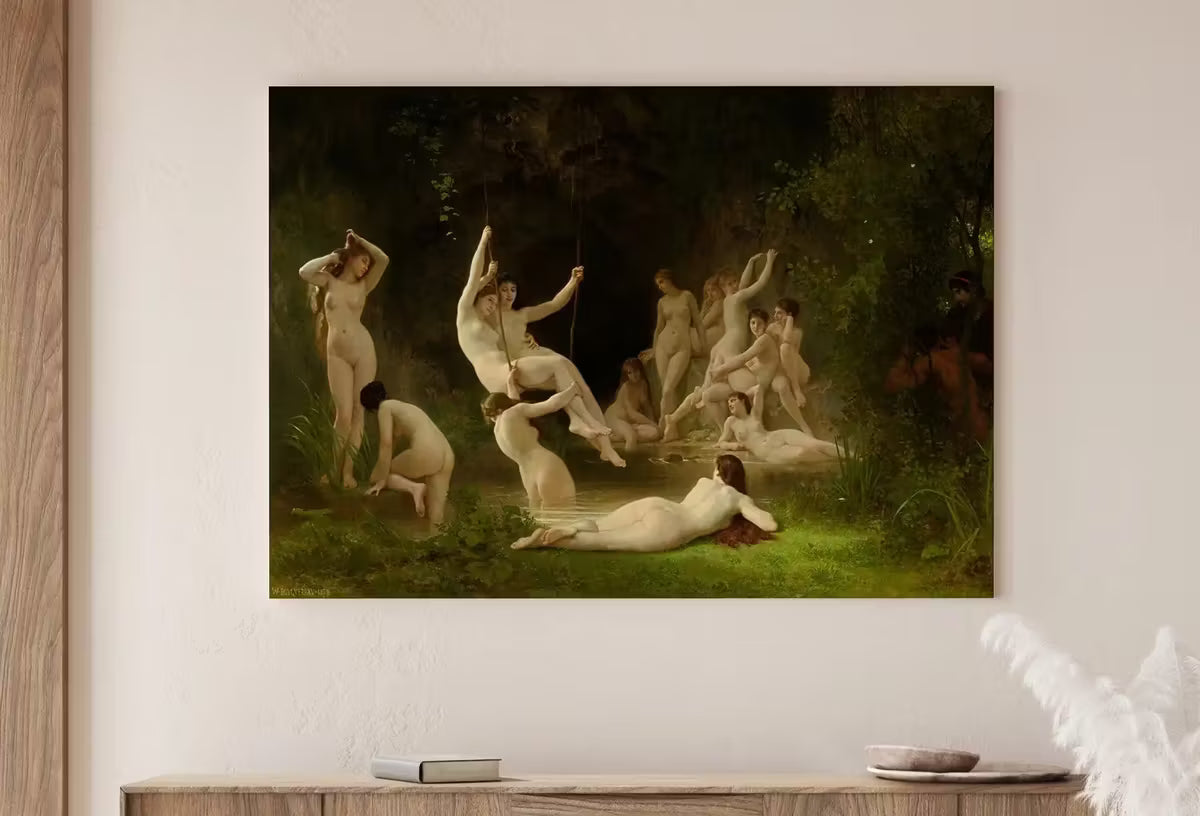 The Nymphaeum Vintage Famous Painting. Antique Greek Mythology Art Printable Digital. Ancient Greek Mythology Nude Nymphs Painting. – Printable Wall Art