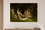 Detail view of artwork from The Nymphaeum Vintage Famous Painting. Antique Greek Mythology Art Printable Digital. Ancient Greek Mythology Nude Nymphs Painting.. (variation 1)