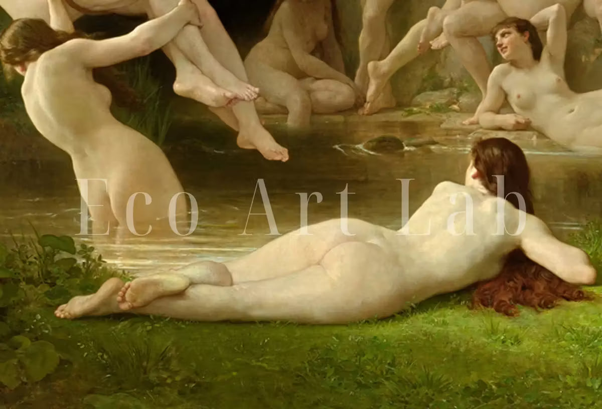 The Nymphaeum Vintage Famous Painting. Antique Greek Mythology Art Printable Digital. Ancient Greek Mythology Nude Nymphs Painting. – Printable Wall Art