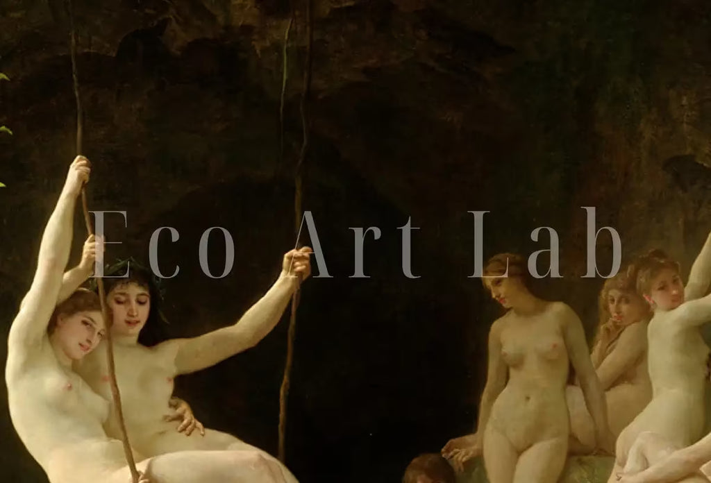 The Nymphaeum Vintage Famous Painting. Antique Greek Mythology Art Printable Digital. Ancient Greek Mythology Nude Nymphs Painting. – Printable Wall Art