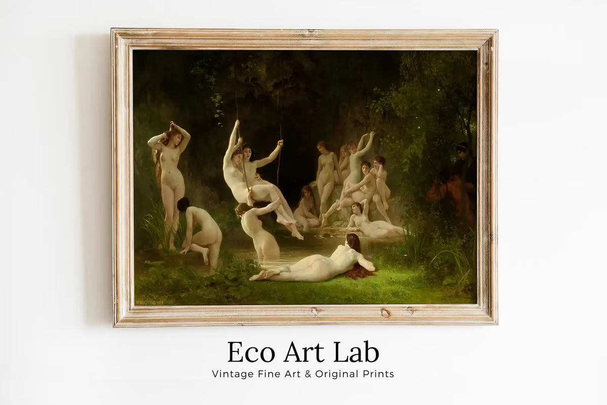 The Nymphaeum Vintage Famous Painting. Antique Greek Mythology Art Printable Digital. Ancient Greek Mythology Nude Nymphs Painting. – Printable Wall Art