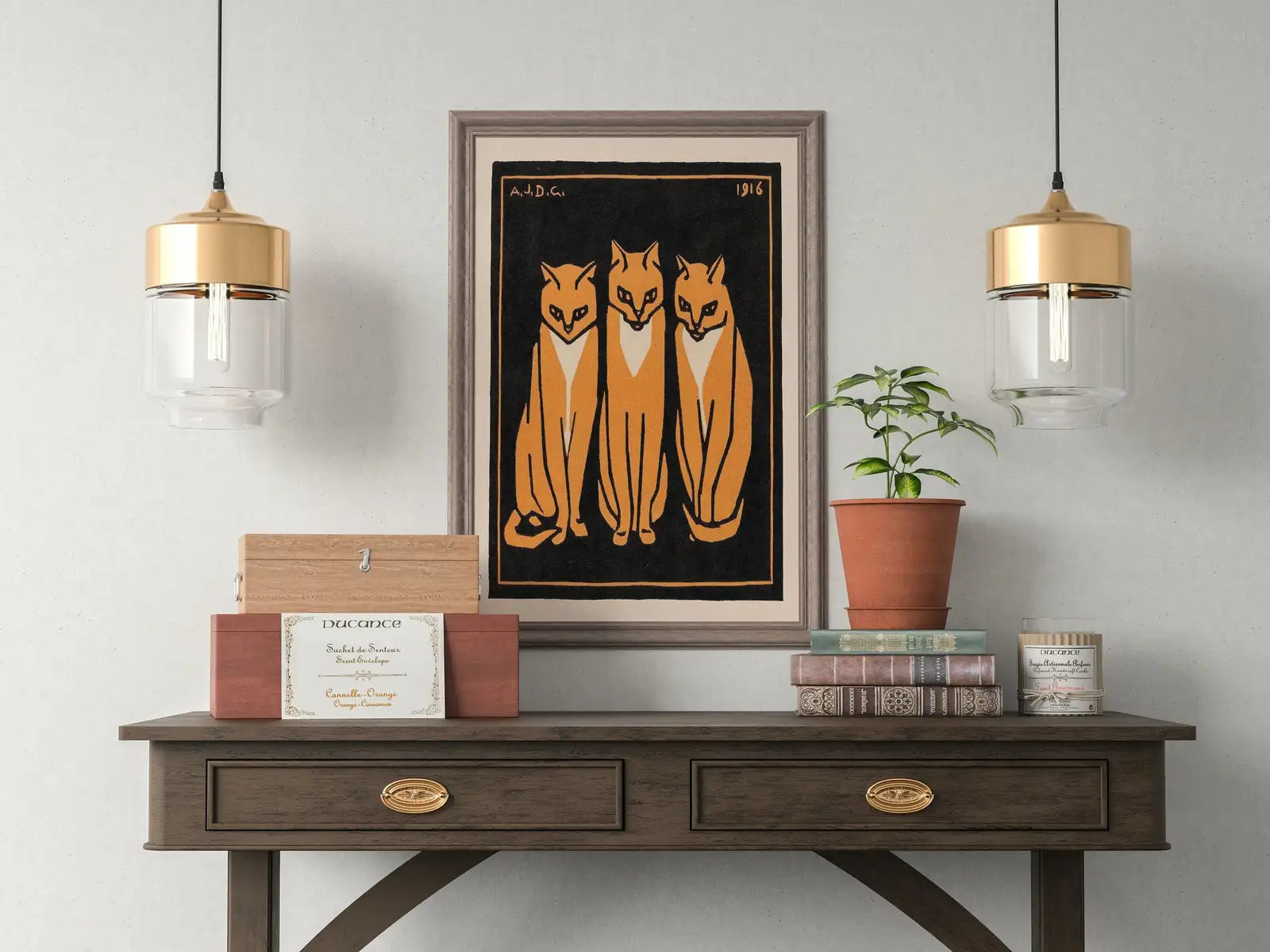 Second included artwork preview from Three Cats Painting Vintage Art Nouveau Print Wall Art. Instant Download Cat Poster Julie De Graag Printable Wall Art. Art Nouveau Poster featuring various scenes.