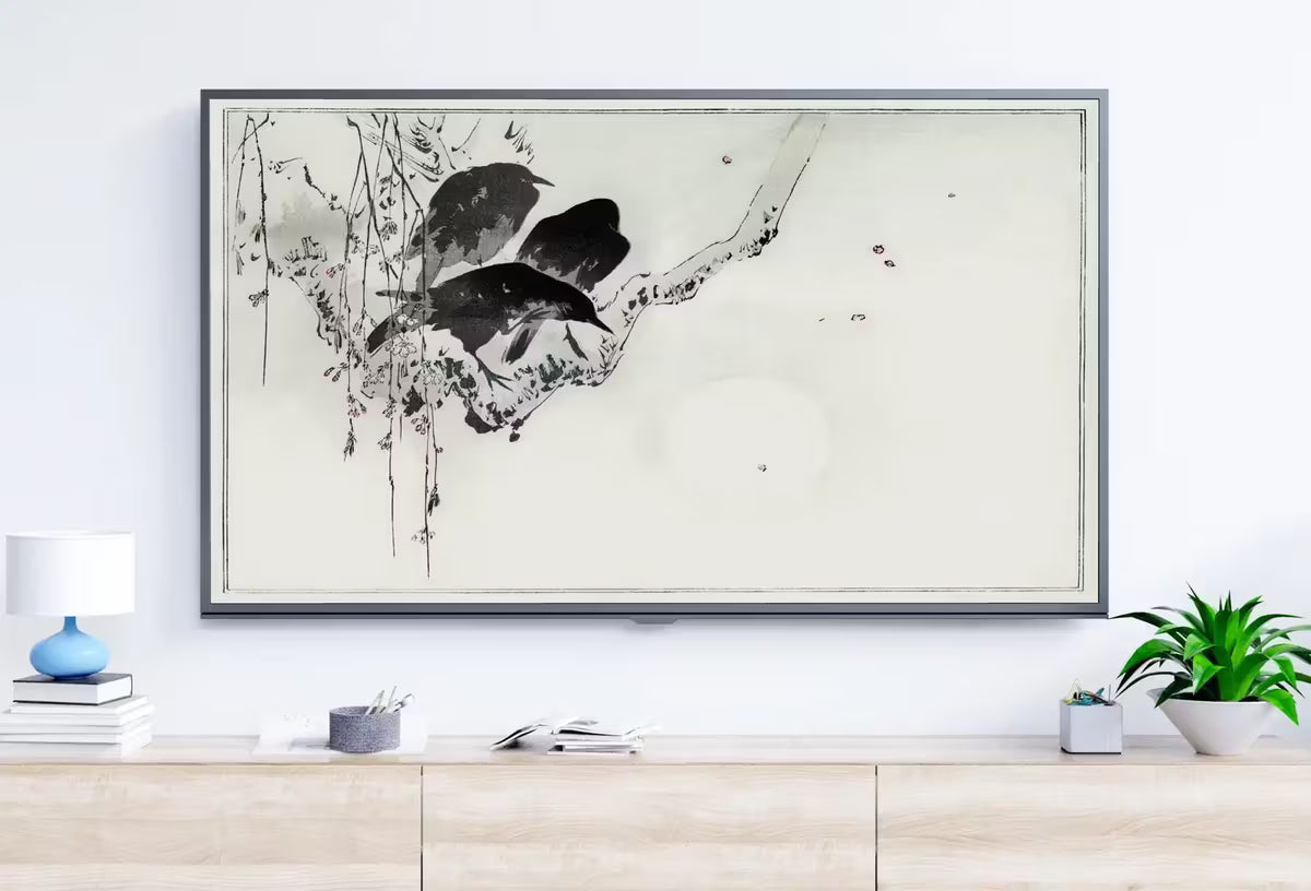 Three Crows on a Branch Frame TV Art. Vintage Japanese Painting Samsung Art TV,  for Samsung Frame, Frame TV Birds on Branch – Frame TV  Art