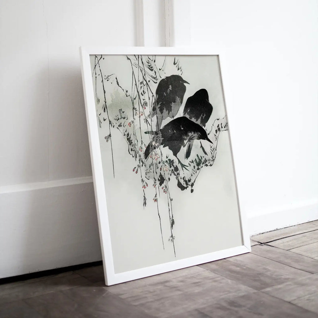 Included artwork preview showing first selection of artworks from Three Crows on a Branch. Japanese Painting Vintage Wall Art Printable Poster. 19th Century Japanese Vintage Wall Art Crow Japanese Painting.