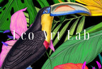 Detail view of artwork from Toucan Wall Art Print. Bright Colorful Decor. Tropical Bird Poster. Wildlife Nature Botanical Illustration. Printable Digital Download. (variation 1)
