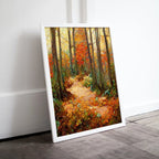 Trail in Dense Forest Fall Landscape Painting. Printable Wall Art. Home or Office Decor. Nature Print Digital Autumn Art. Instant Download – Printable Wall Art