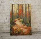 Trail in Dense Forest Fall Landscape Painting. Printable Wall Art. Home or Office Decor. Nature Print Digital Autumn Art. Instant Download – Printable Wall Art
