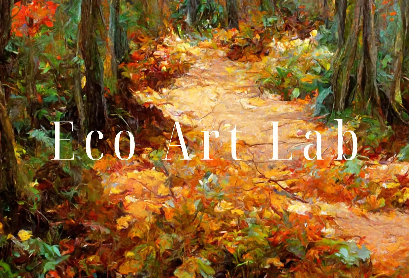 Detail view of artwork from Trail in Dense Forest Fall Landscape Painting. Printable Wall Art. Home or Office Decor. Nature Print Digital Autumn Art. Instant Download. (variation 1)