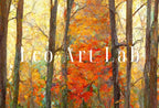 Trail in Dense Forest Fall Landscape Painting. Printable Wall Art. Home or Office Decor. Nature Print Digital Autumn Art. Instant Download – Printable Wall Art