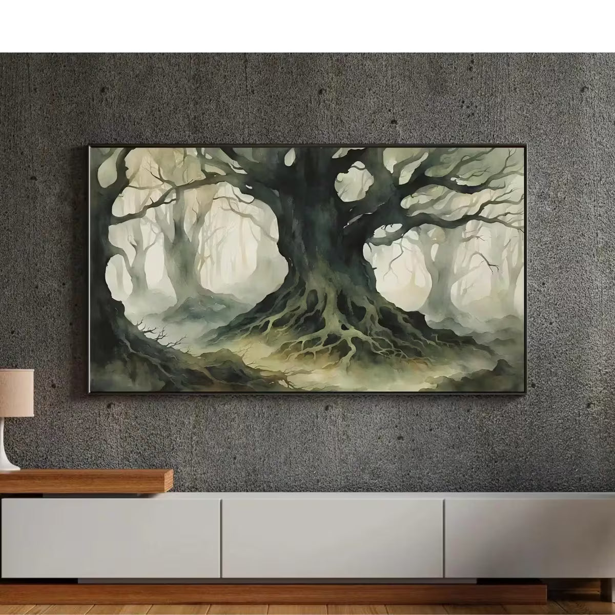 Tree Roots Watercolor Painting I Dark Nature Decor for Frame TV I 4K Tree Art for Samsung Frame TV – Frame TV  Art