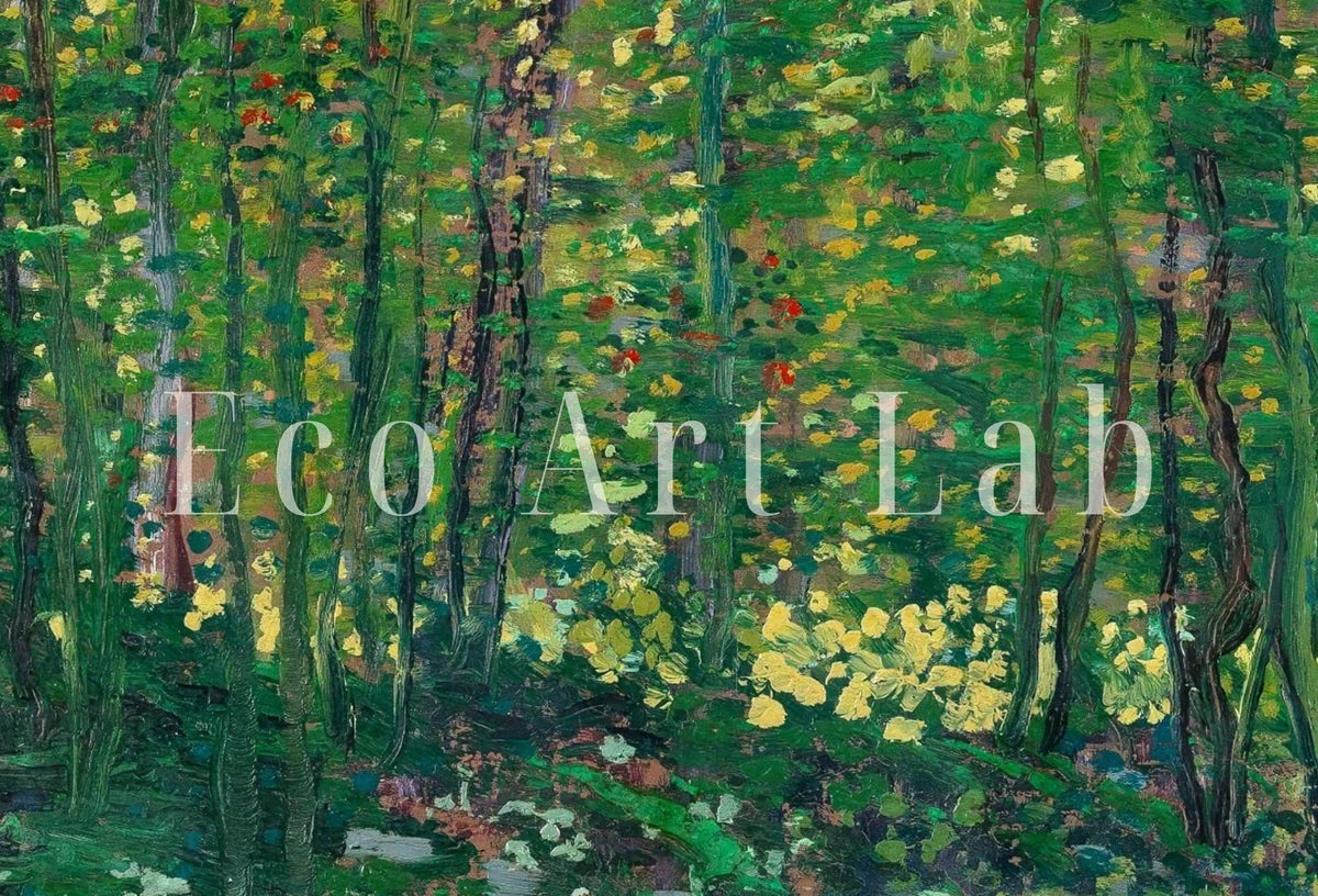 Arbres et sous-bois par Vincent van Gogh. Téléchargement instantané, tableau vintage de forêt