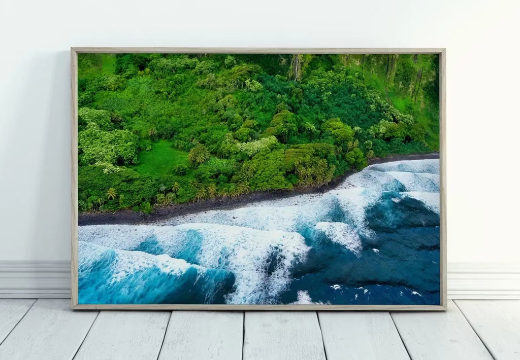 Tropical Beach Top View Digital Home Decor. Printable Wall Art. Beach & Trees Nautical Wall Decor Blue Waves Art Prints, Coastal Wall Art – Printable Wall Art