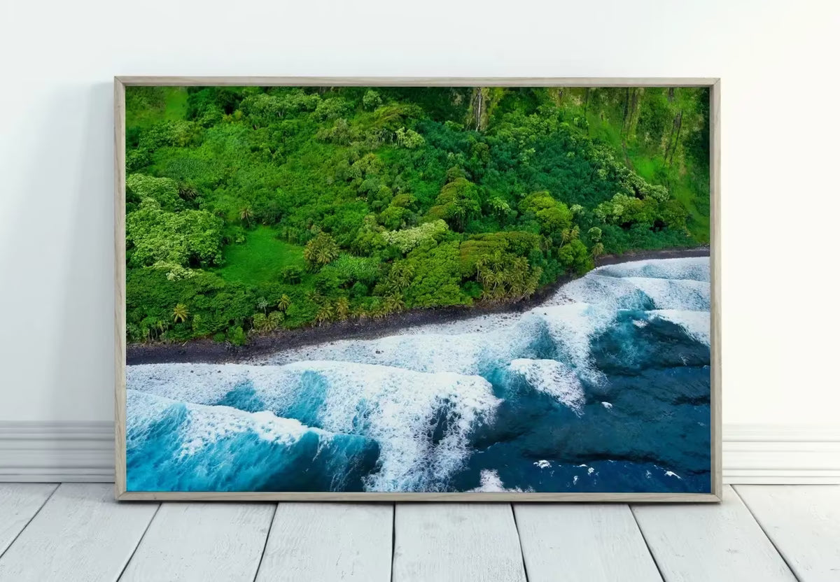 Tropical Beach Top View Digital Home Decor. Printable Wall Art. Beach & Trees Nautical Wall Decor Blue Waves Art Prints, Coastal Wall Art – Printable Wall Art