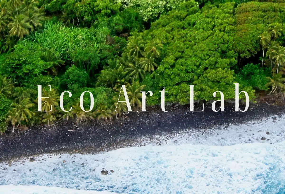 Detail view of artwork from Tropical Beach Top View Digital Home Decor. Printable Wall Art. Beach & Trees Nautical Wall Decor Blue Waves Art Prints, Coastal Wall Art. (variation 2)