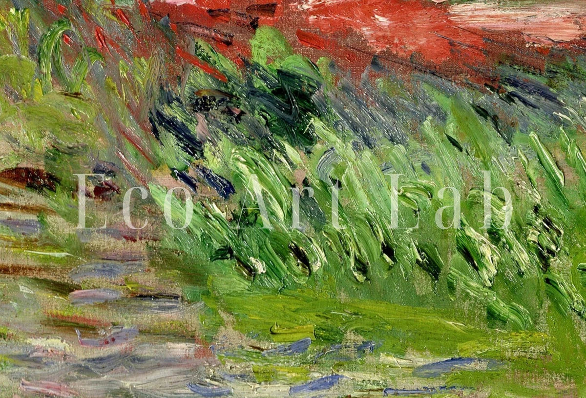 Detail view of artwork from Tulip Field in Holland Claude Monet Instant Download Vintage Decor. Famous Monet Painting. Monet Landscape Printable Wall Art. Vintage Decor. (variation 2)