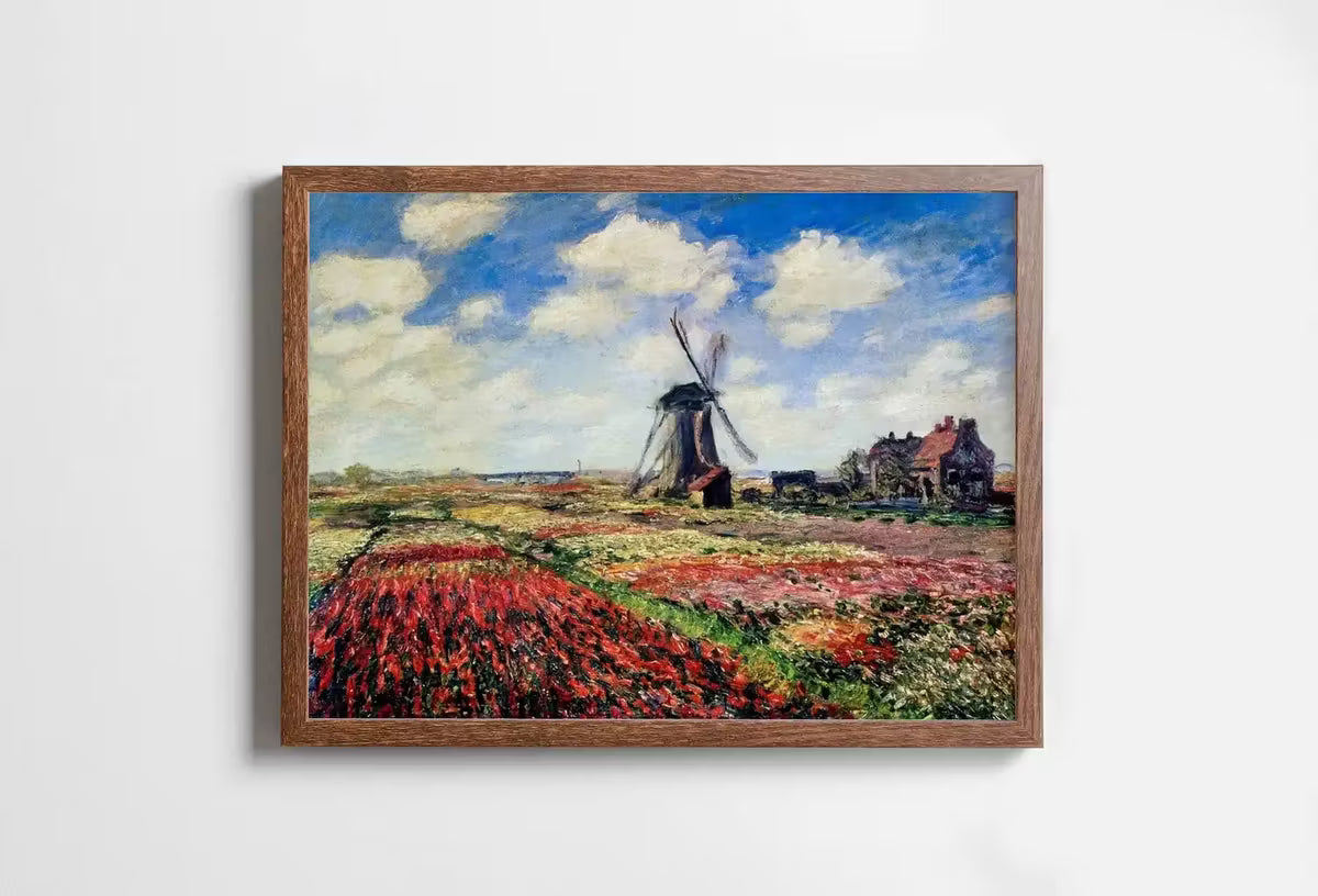 Tulip Fields With Windmill Famous Claude Monet Painting. Instant Download Vintage Decor. Monet Botanical Printable Wall Art. Vintage Decor – Printable Wall Art