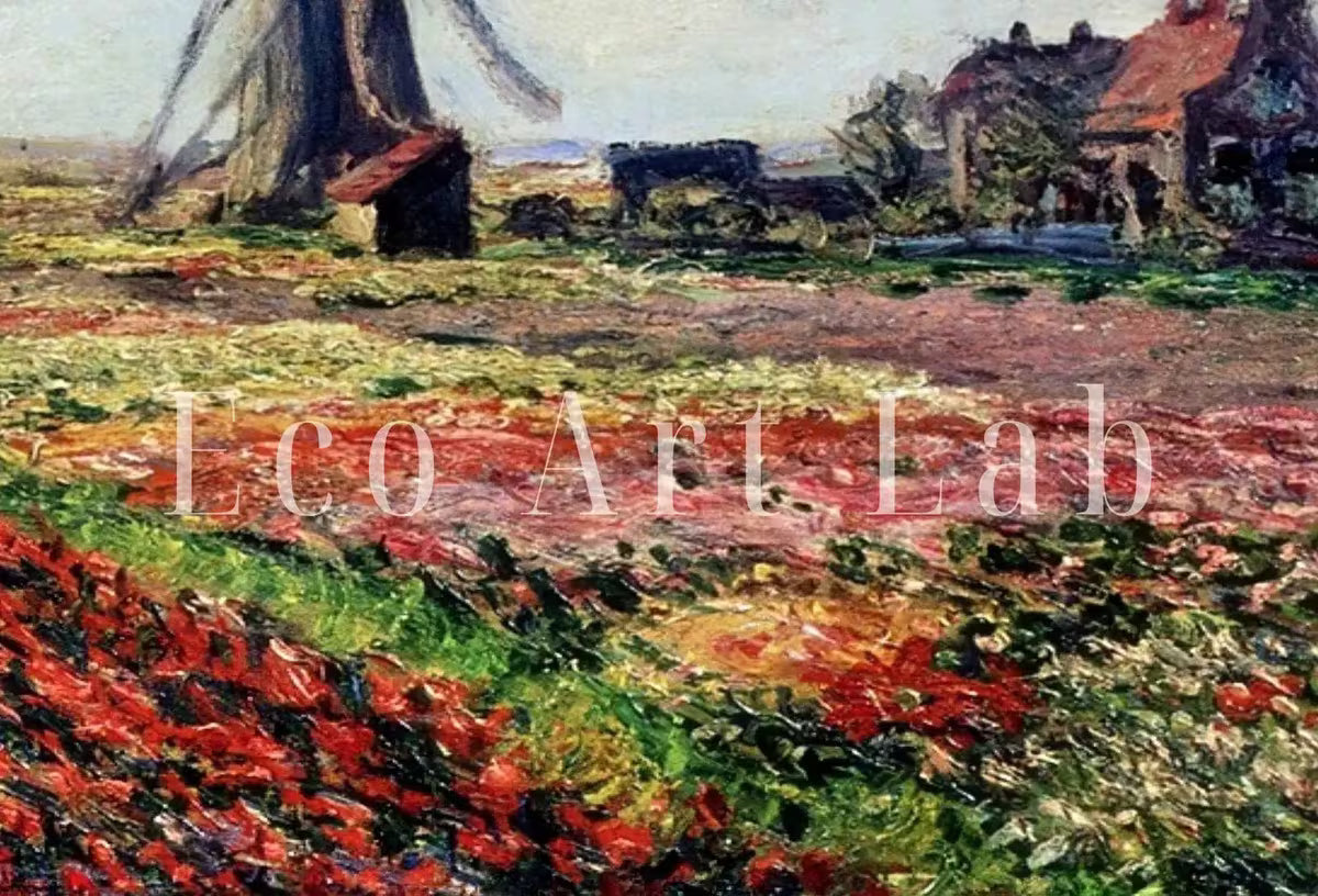 Tulip Fields With Windmill Famous Claude Monet Painting. Instant Download Vintage Decor. Monet Botanical Printable Wall Art. Vintage Decor – Printable Wall Art