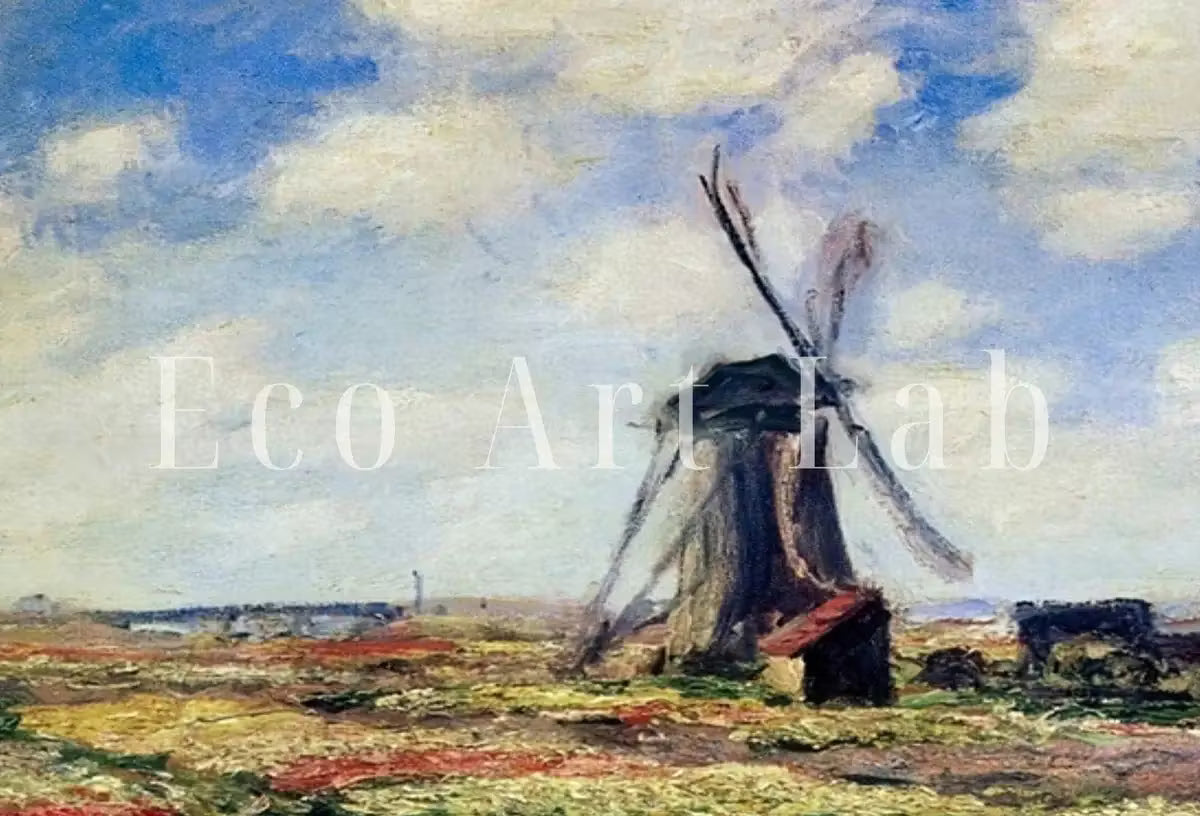 Tulip Fields With Windmill Famous Claude Monet Painting. Instant Download Vintage Decor. Monet Botanical Printable Wall Art. Vintage Decor – Printable Wall Art