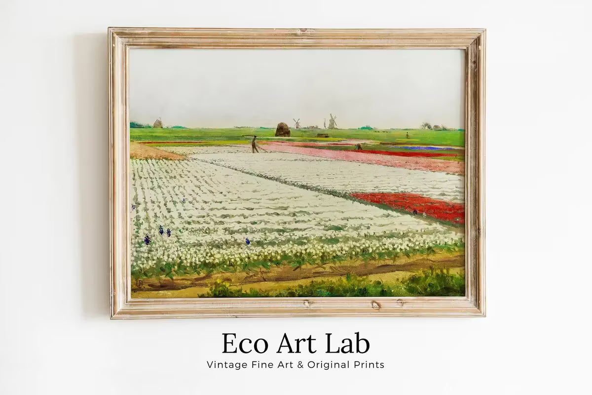 Tulips Flowers Field Famous Vintage Oil Painting. Instant Download Vintage Decor. Vintage Landscape Tulip Printable Wall Art. Spring Decor – Printable Wall Art