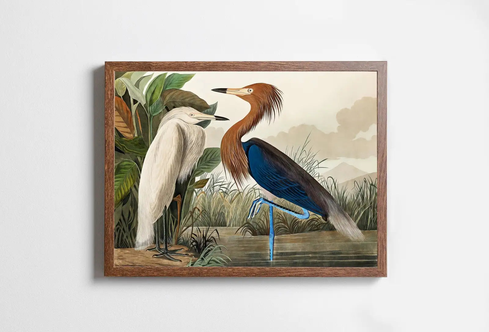 Included artwork preview showing first selection of artworks from Two Herons Vintage Tropical Bird Printable Wall Art. Wildlife Nature Colorful Tropical Decor. Instant Download. Bird Poster Art Print.