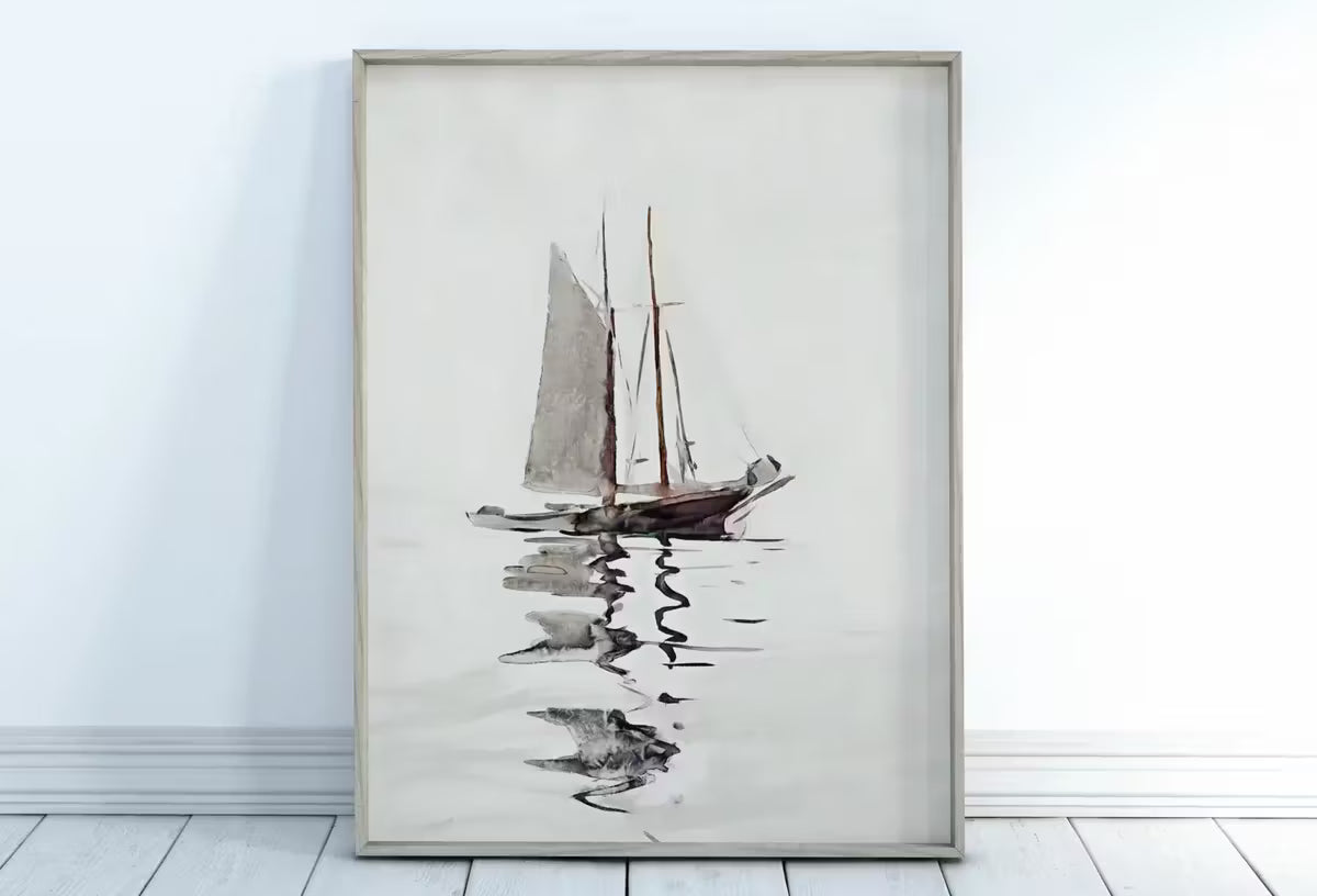 Two Masted Schooner Boat At Sea Print, Nautical Wall Decor, Sailboat Print Boat Art, Printable Wall Art, Digital Print, Boat Print Wall Art – Printable Wall Art