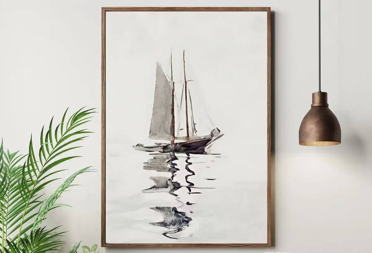 Two Masted Schooner Boat At Sea Print, Nautical Wall Decor, Sailboat Print Boat Art, Printable Wall Art, Digital Print, Boat Print Wall Art – Printable Wall Art