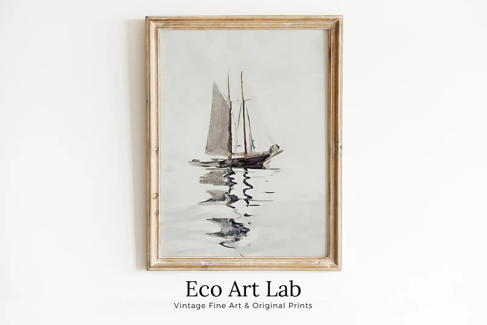 Framed view of Two Masted Schooner Boat At Sea Print, Nautical Wall Decor, Sailboat Print Boat Art, Printable Wall Art, Digital Print, Boat Print Wall Art – printable wall art digital download.