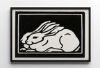 Detail view of artwork from Two Rabbits Vintage Art Nouveau Print Wall Art. Instant Download Retro Rabbit Painting Julie De Graag Printable Wall Art, Art Nouveau Poster. (variation 1)