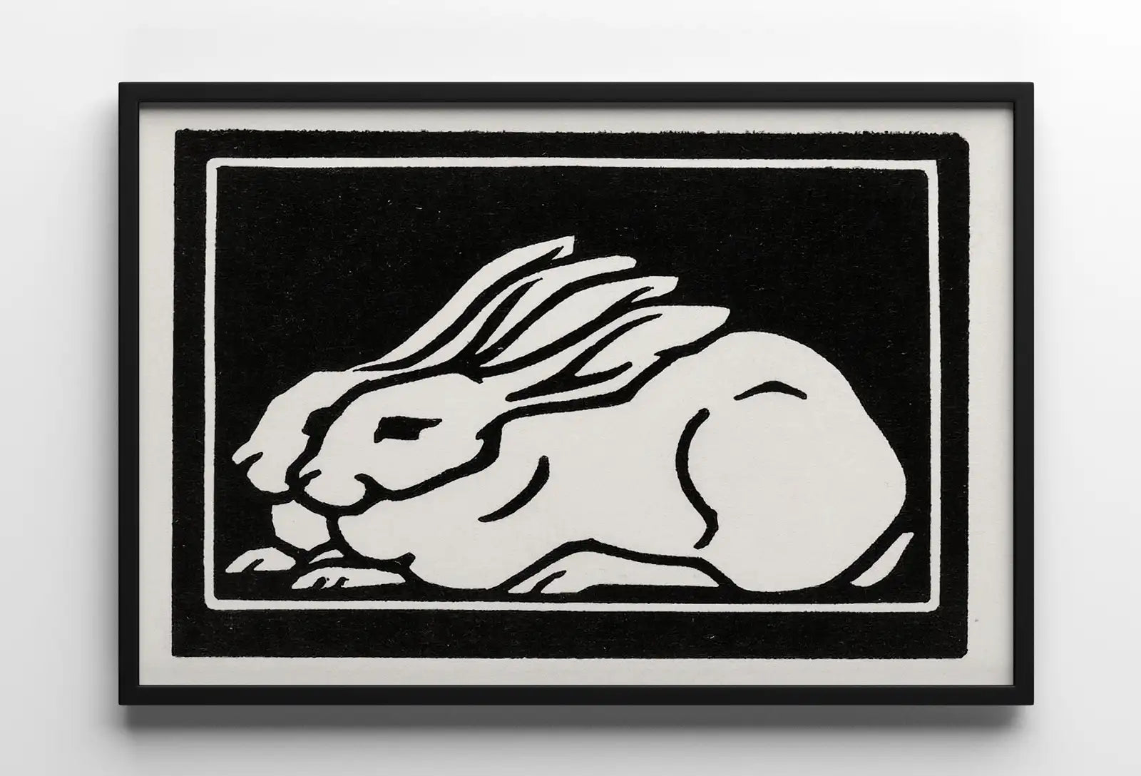 Detail view of artwork from Two Rabbits Vintage Art Nouveau Print Wall Art. Instant Download Retro Rabbit Painting Julie De Graag Printable Wall Art, Art Nouveau Poster. (variation 1)